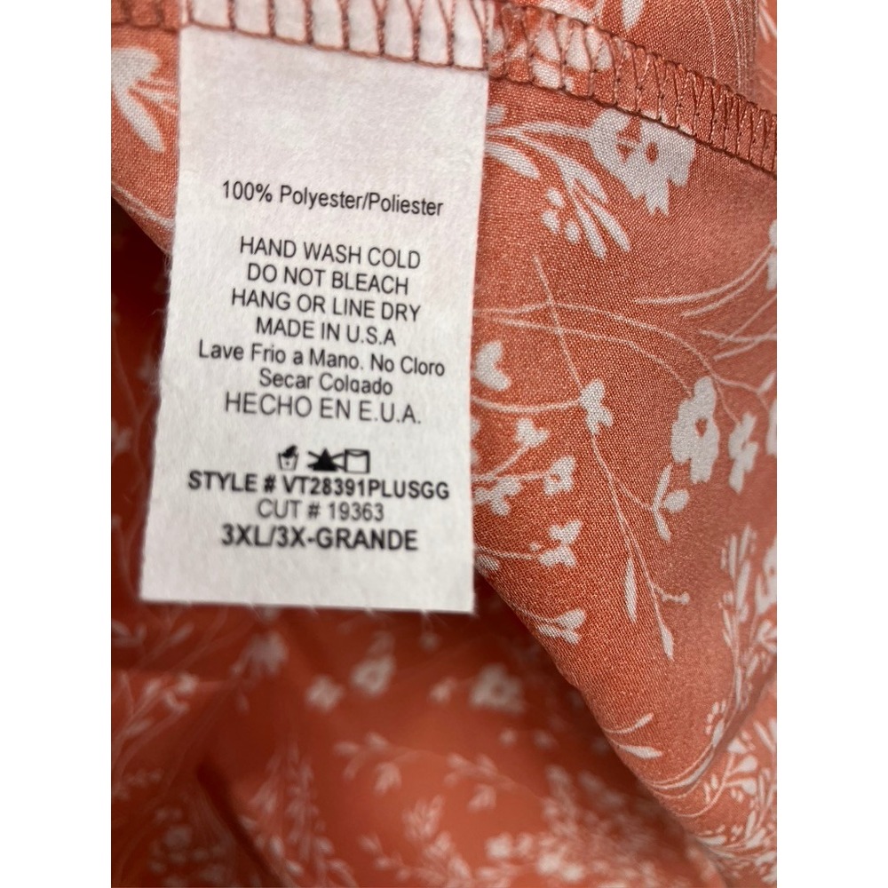 Vanilla Bay Womens 3X Rust Orange Floral Tiered Babydoll Top VT28391PLUSGG - Picture 6 of 7